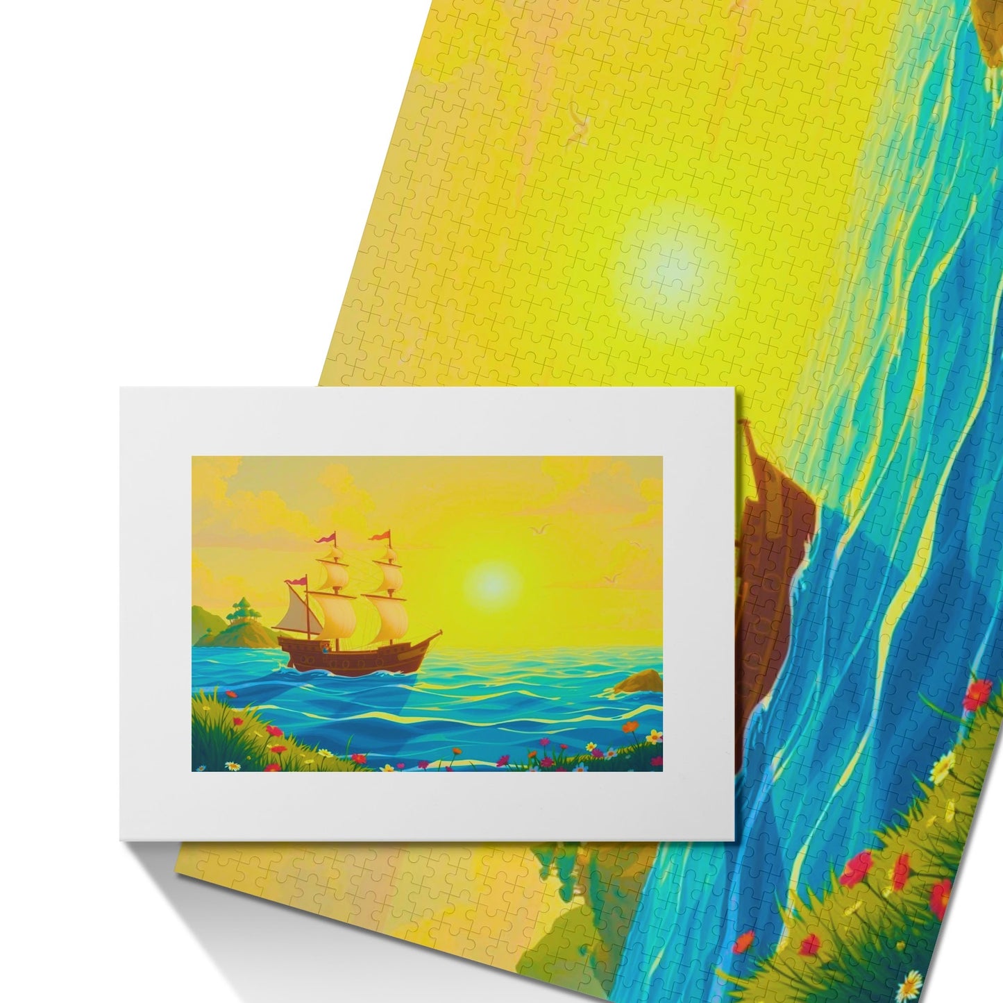 Lone Ship at Sunset (1000 pieces) Wooden Jigsaw Puzzle (1000 Pcs)