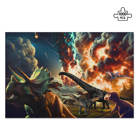 Dinosaur Doomsday - No Longer With Us (1000 pieces) Wooden Jigsaw Puzzle (1000 Pcs)