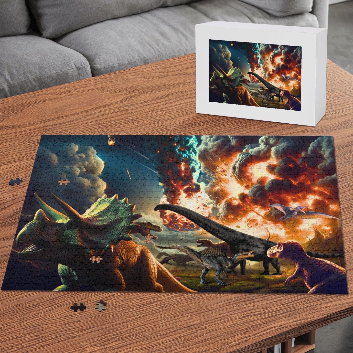 Dinosaur Doomsday - No Longer With Us (1000 pieces) Wooden Jigsaw Puzzle (1000 Pcs)