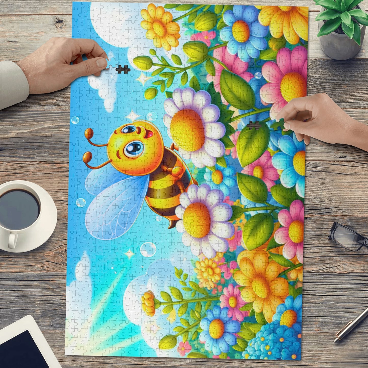 Happy Bee (1000 pieces) Wooden Jigsaw Puzzle (1000 Pcs)