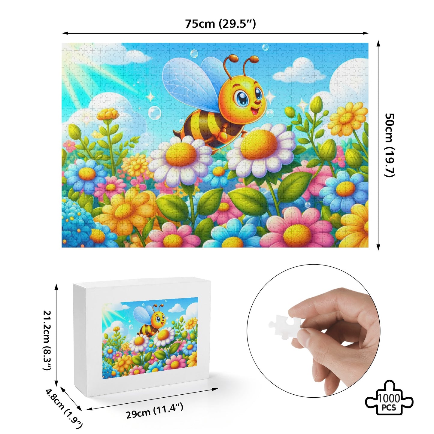 Happy Bee (1000 pieces) Wooden Jigsaw Puzzle (1000 Pcs)