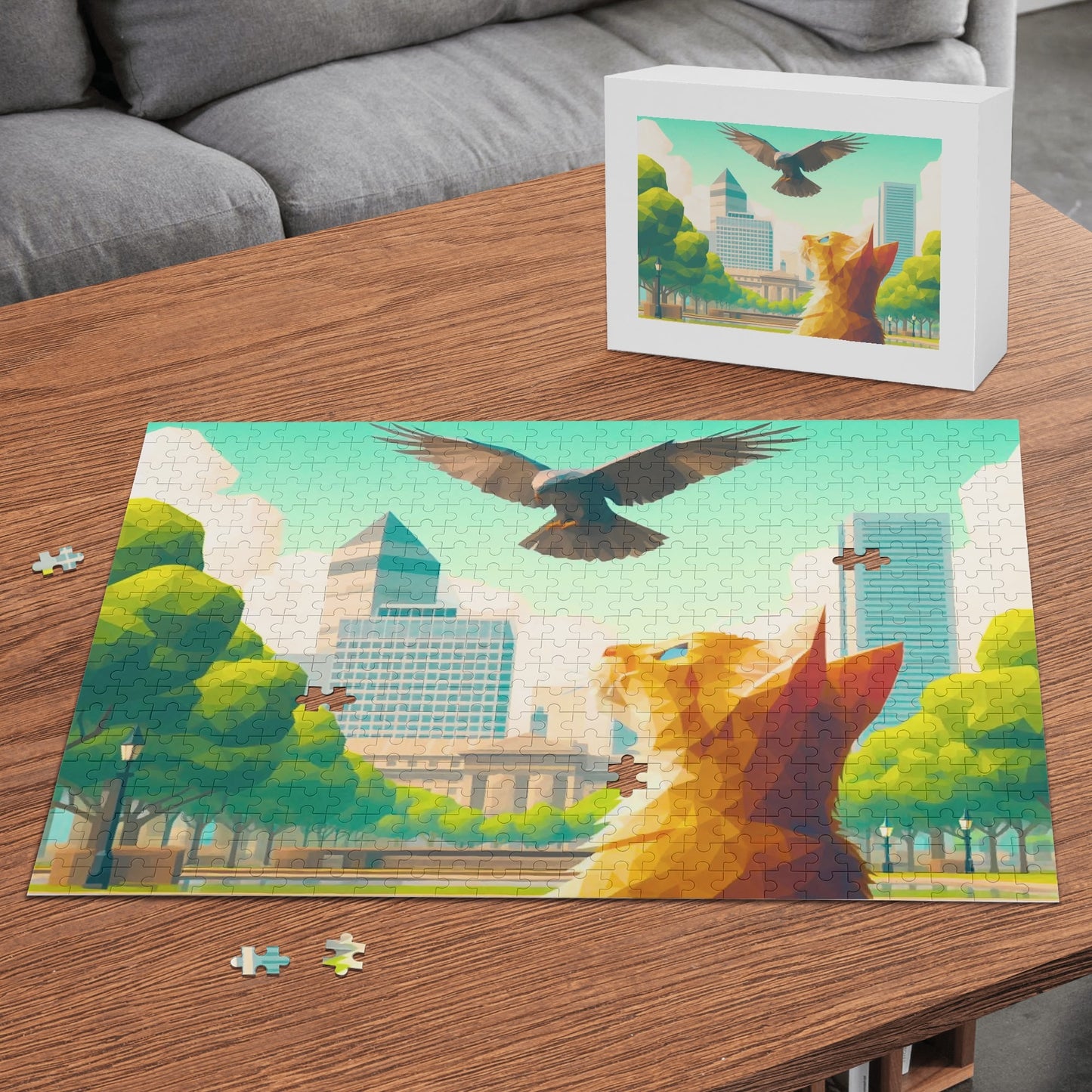 The Cat & the Bird (500 pieces) Wooden Picture Jigsaw Puzzle (500 Pcs)
