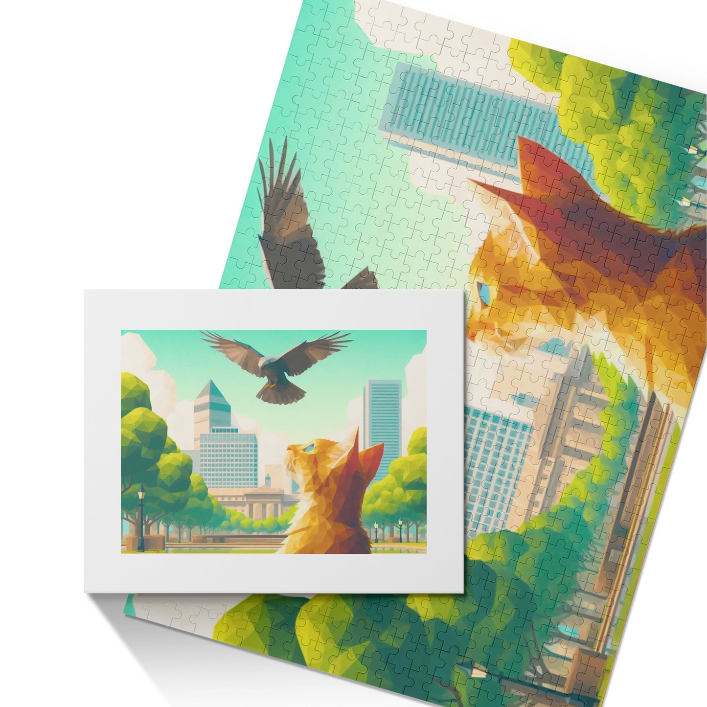 The Cat & the Bird (500 pieces) Wooden Picture Jigsaw Puzzle (500 Pcs)