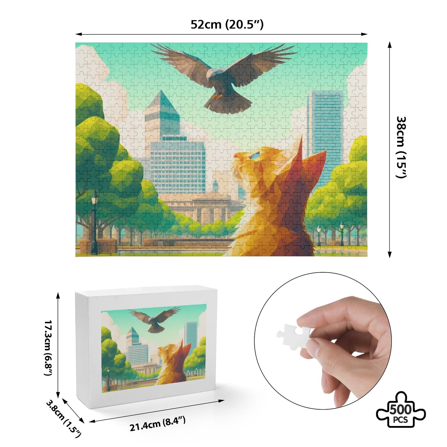 The Cat & the Bird (500 pieces) Wooden Picture Jigsaw Puzzle (500 Pcs)