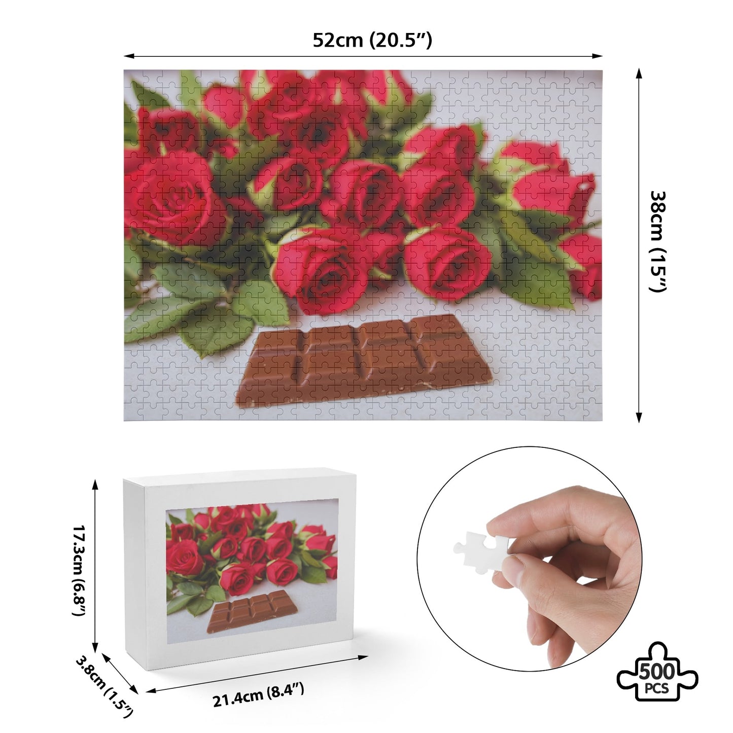 Chocolate & Roses (500 pieces) Wooden Jigsaw Puzzle (500 Pcs)