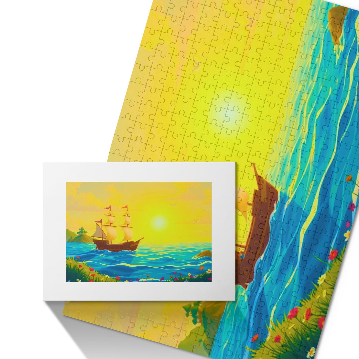 Lone Ship at Sunset (300 pieces) Wooden Jigsaw Puzzle (300 Pcs)