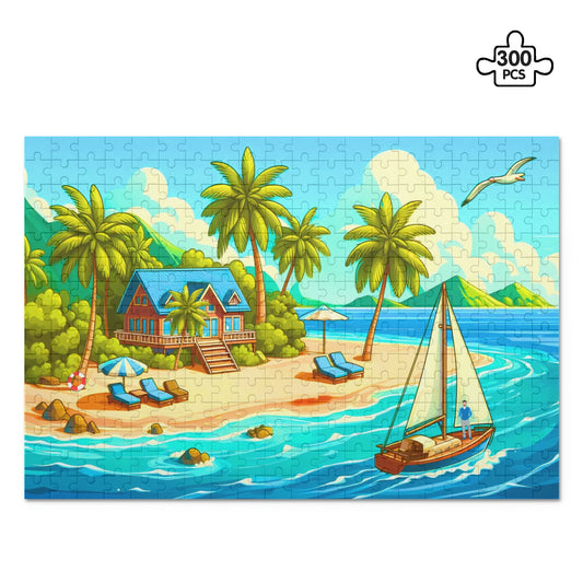 Caribbean Beach House (300 pieces) Wooden Jigsaw Puzzle (300 Pcs)